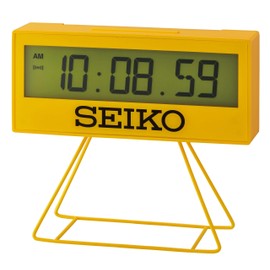 Seiko Unisex Alarm Clock Digital Plastic, yellow, wall clock