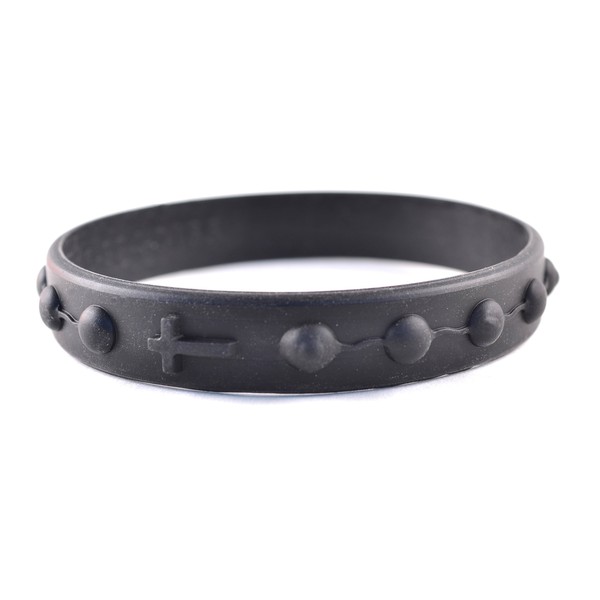 Goods For Giving · Silicone Rosary Decade Wristbands · Black · 3 Pack · Size 8'' · Safe, Comfortable, Versatile