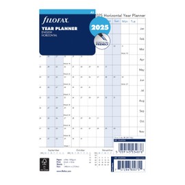 Filofax Calendar Diary Refill, A5 Size, Horizontal Year Planner, White Paper, English, 2025 (C68506-25)
