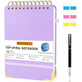 Top Spiral Notebook, A5 Hardcover Top Bound Steno Pads, 240 Pages 100gsm College Ruled Left Handed Notebook Journal for Work, School, Meeting Writing - Purple, 5.9" x 8.5"