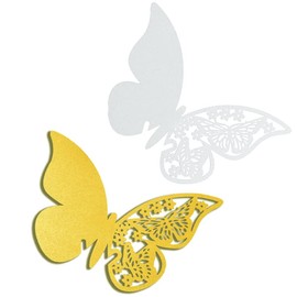 Pack of 50 Butterfly Place Cards, Butterfly Place Cards, Butterfly Decoration, Beautiful Hollow Pattern, for Dining Table, Wedding, Party and Home Decoration, Birthdays, Anniversaries (White and