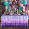Purple Table Skirt Mermaid Tutu Tablecloth for Rectangle Tables 6ft