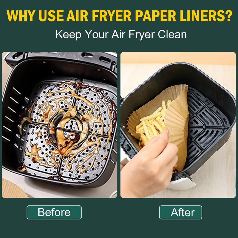 Air Fryer Disposable Paper Liners Square, Non-Stick Parchment Paper, Air