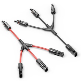 deleyCON Solar Y Cable 3/1 Adapter 6 mm² - Y Plug Adapter PV4 / T-Adapter IP68 1500V - (M/FFF, F/MMM) - For Solar System, Solar Panel, PV System, Photovoltaic, PV Plug (30 cm)