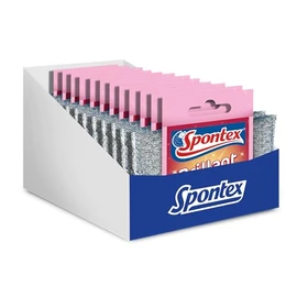 Spontex Brillant Cleaning Pad, Pack of 12, for Sensitive Surfaces, Scratch-Free and Long Lasting, Silver and Pink