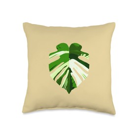 Monstera Deliciosa Variegata Leaf Swiss Cheese Plant Lover Throw Pillow