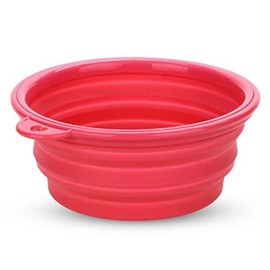 Collapsible Travel Pet Lunch Compact Dog Bowl One Cup Pocket Size (RED)