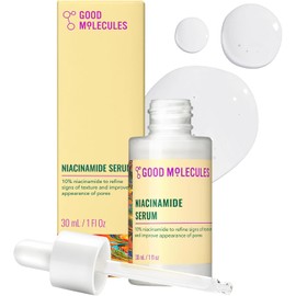 Good Molecules Niacinamide Serum 30ml - 10% Niamcinamide Balancing B3 Facial Serum for Acne, Enlarged Pores, Tone, Texture, Brightening, and Hydrating - Vegan, Cruelty Free and pH 7.1