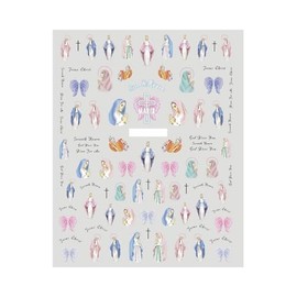 Generic God Christ Jesus Nail Sticker Cross Love in God We Trust Nail Art Decals 035 Nail Wraps Art Stickers Manicure Supplies for Women for Home Nails Full Long Lasting Easy Apply and Remove