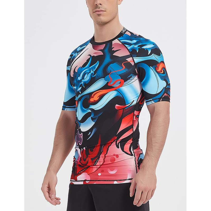 LAFROI CLY08D Men's Short-Sleeved Compression Shirt UPF 50+ Rash Guard,
