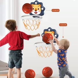 FWHFNB Hanging Basketball Stand, Children's Mini Basketball Basket Set, Basketball Hoop for Room with Balls, Pump and Basketball Net, Gifts for Children from 3 Years