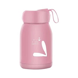 10.6oz Insulated Water Bottle 330ml Double Layer Mini Thermal Mug Leak Proof Good Sealing Small Portable Cute Rabbits Insulated Vacuum Flasks for Travelling Outdoor Sports(Pink)