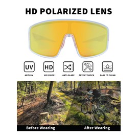 Excoutsty Polarized Sunglasses for Men Women, Windproof Outdoor Sports Cycling Running Golf UV400 Protection Sun Glasses (Yellow)