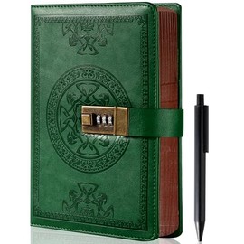 CAGIE Diario con candado para hombres y mujeres, recargable, 290 páginas forradas, diario bloqueado con bolígrafo, diario con cerradura, 180 posiciones planas para escribir diario de viaje, 5.7 x 8.3