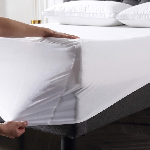 Classic Brands Defend-A-Bed Protector de colchón impermeable, poliéster, Blanco, Plein