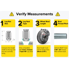 StanceMagic 20pcs Bulge Lug Nuts, 7/16x20 Threads, Cone Taper Acorn Seat, Closed End, 1.4 inch Length, Compatible with Older Chevy Pontiac Oldsmobile Buick (See Description for Years) - Silver Chrome