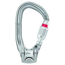 Petzl P75 SL NEW ROLLCLIP Z Pulley Carabiner with Gate Opening On The Non-Pulley Side, Size: Screw-Lock
