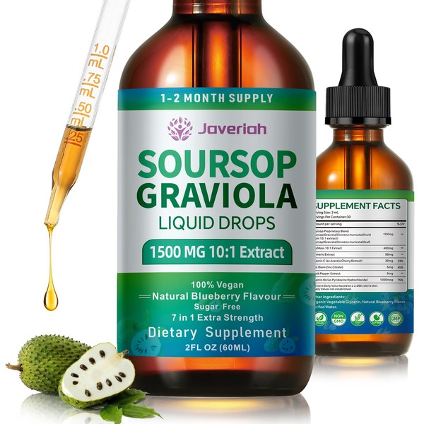 Soursop Graviola Liquid Drops Supplement with Sea Moss Extract, Soursop