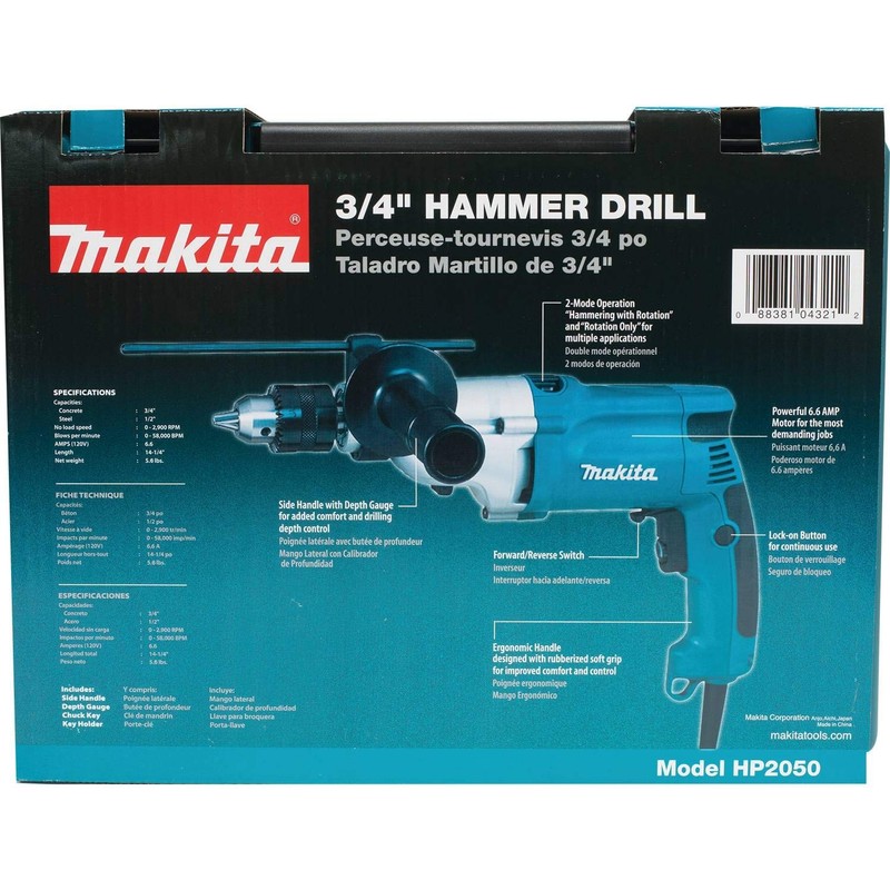 Makita HP2050-R 6.6 Amp 3/4 in. Hammer Drill with Case