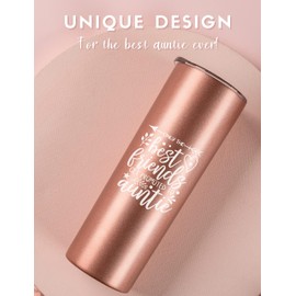 Onebttl Aunt Gifts from Niece, Nephew, Insulated Stainless Steel Wine Tumbler with Lid and Straw, 20 oz, Gifts for Auntie on Pregnancy Announcement, Rose Gold, The best friends get promoted to auntie
