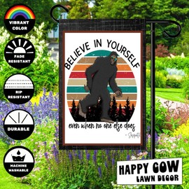 Double-Sided Garden Flag 12x18 Fall Yard Decor, Outdoor Garden Welcome Flag for Lawn, Farm and Patio Banner (Big Foot Believe)