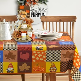 bnhjsdw Thanksgiving Turkey Tablecloth Waterproof Fall Pumpkin Table Cloth for Fall Harvest Thanksgiving Home Decoration - 60" X 102" Rectangle/Oblong