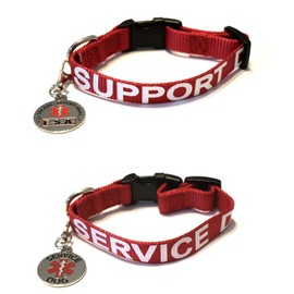 Service Dog and Emotional Support Animal ESA Collar with Metal Collar Tag (Support Dog (Collar and tag), L)