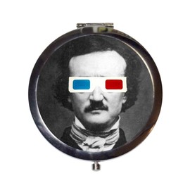 Edgar Allan Poe Compact Mirror 3D Glasses Pop Surrealism Goth Author the Raven Literature Make Up Pocket Mirror for Cosmetics