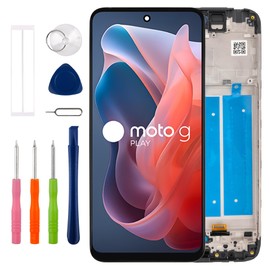 [with Frame][New] Duotipa LCD Display Touch Screen Digitizer Assembly Replacement for Moto G Play 2024 XT2413-1 XT2413-2 XT2413-3 6.5" with Technical Repair Tools Kit-Black.