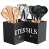 Suli Extra Large Kitchen Utensils Holder with 3 Compartments,Corner Utensil