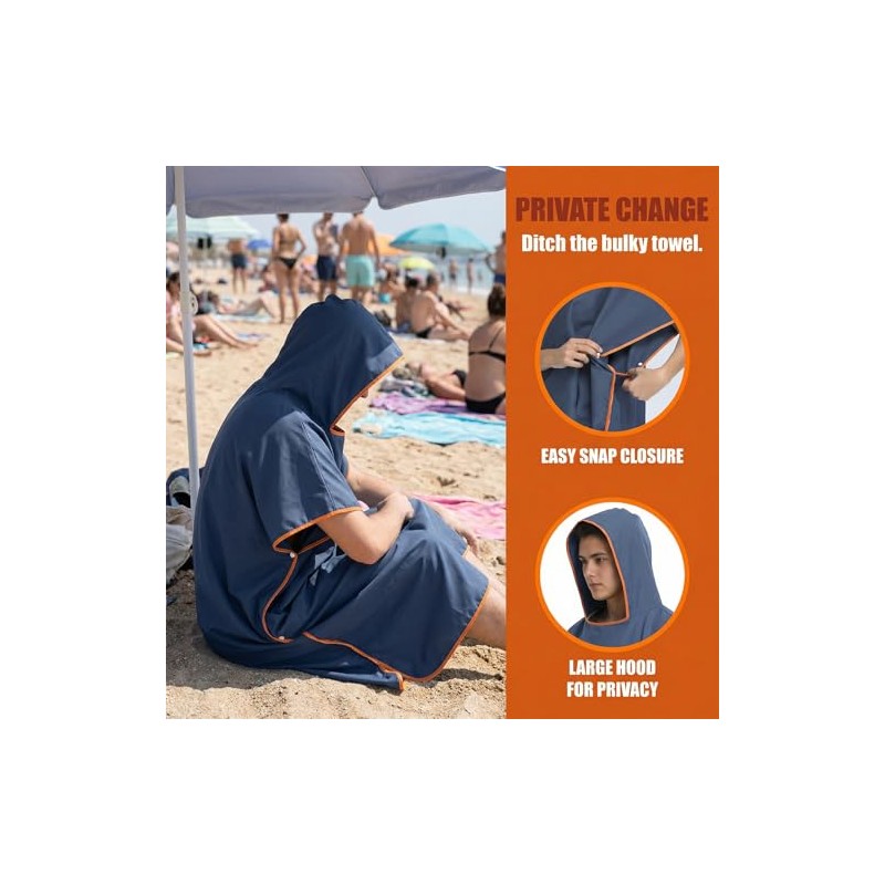 Nivofu Poncho de Surf con Capucha - Toalla Cambiante, Bata