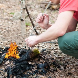 Blow Fire Tube, Stainless Steel Collapsible Pocket Bellows Blowing Tube Tool for Camping Cooking Campfire Survival