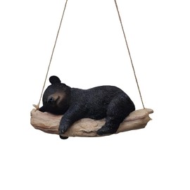 Hi-Line Gift Ltd. Suspended Cub Serenity: Striking Black Hanging Bear Polyresin Figurine