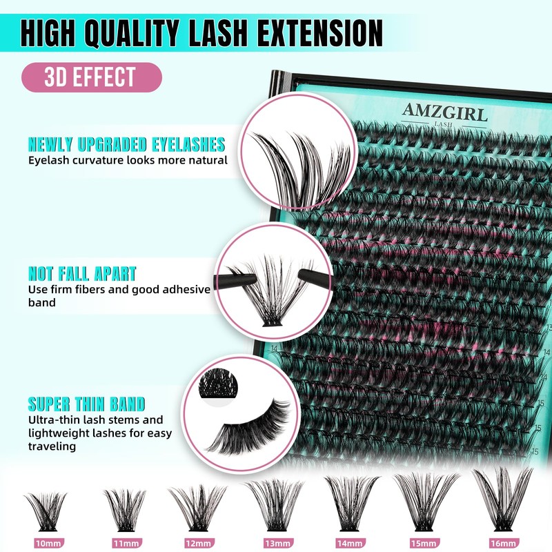 Lash Clusters 320Pcs 70D DIY Individual D Curl Wispy Eyelashes