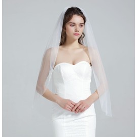 BEAUTELICATE Wedding Bridal Veil with Comb 1 Tier Cut Edge Veil