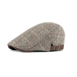 YAMEE Flat Cap Winter Men's Warm Windproof Beret Hat Women's Adjustable Peaked Cap Men's Vintage Flat Cap Men's Classic Beret Men's Fashion Newsboy Caps Unisex Casual for Outdoor Sports, coffee