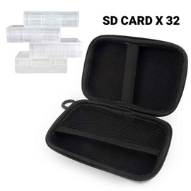 Micscrew 32 Slot Light Gray Portable SD Card Holder with 4 Individual Clear Plastic Memory Card Case, Sailcloth Surface SD Card Case, Waterproof and Shockproof SD Card Storage for SD Cards