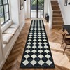 Lahome Checkered Washable 2x12 Runners for Hallways Non Slip, Black