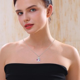 CHOBYHIOU Dragon Necklace for Women Sterling Silver Crystal Wyvern Necklace Dragon Pendant Necklace with Purple Round Shaped Crystal Dragon Jewelry Gift for Women Girlfriend