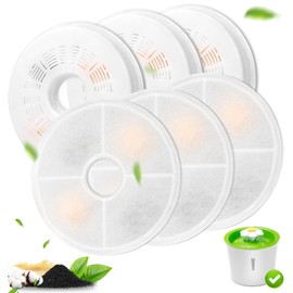 Cat Fountain Filter, Pack of 6 Replacement Filters for 3L Cat Fountain, Activated Carbon and Ion Exchange Resin Filter, Three-Layer Filter System, Compatible with 3L Flower Cat Water Fountain