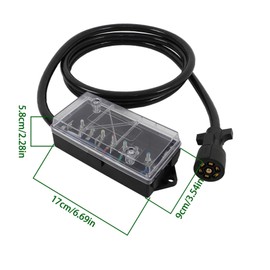 labwork 7 Way 8 FT Trailer Cord with 7 Gang Junction Box Kit with 12V Breakaway Switch and Plug Holder for Trailers RVs Campers, Trailer Connector Cable Wiring Harness with Junction Box