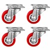 4-Pack Red PVC Swivel Caster Wheels, 1-Inch Furniture Replacement Casters