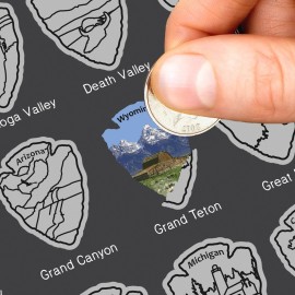 Bright Standards Scratch Off National Parks Map Poster 12x16 Inch Charcoal Grey Travel Tracker
