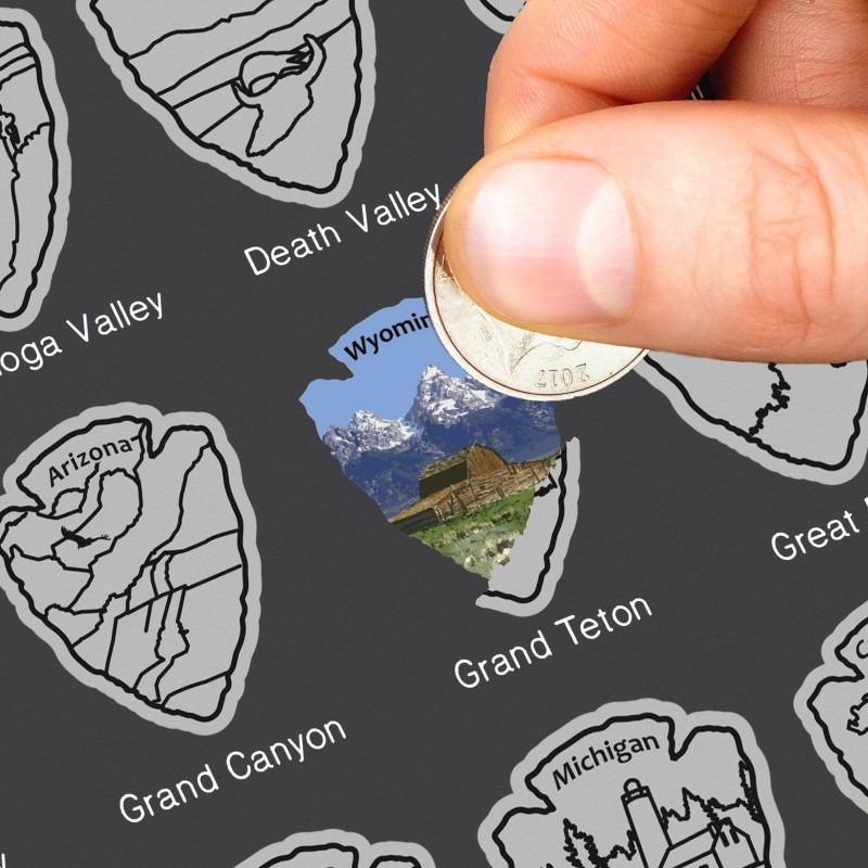 Bright Standards Scratch Off National Parks Map Poster 12x16 Inch