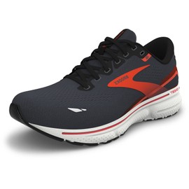Brooks Men's Ghost 15 Neutral Running Shoe - Ebony/Black/Spicy Orange - 8 Medium