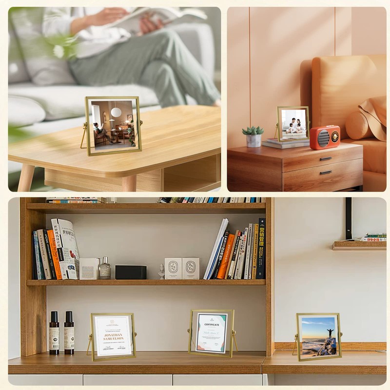 Merkaunis 12 Pieces Glass Picture Frame Metal Floating Frame