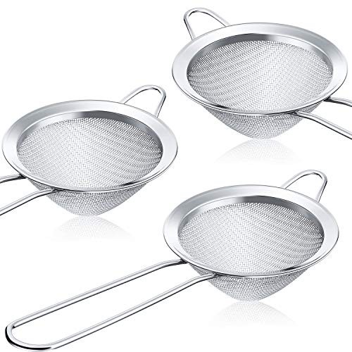 Patelai 3 Pieces Tea Strainers Cocktail Strainer Stainless Steel Fine Mesh Strainer Colander Conical Food Loose Tea Filter Practical Bar Colander Tool - Thumbnail 3