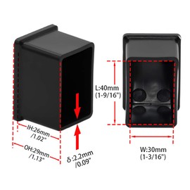 Flyshop, Chair Leg Caps PVC Protective Caps Odourless Scratch Free Rectangle 30x40mm (3.0x4.0cm) Pack of 8 Black