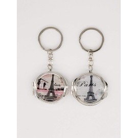 CLGIFT Set of 12 Compact Mirror for Wedding/Bridal Shower/Baby Shower/Quinceañera/Birthday/Baptism/Religious Gift/Favor (Paris Eiffel Tower Mirror Keychain)