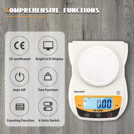 Bonvoisin Digital Lab Scale 600g x 0.01g Precision Electronic Scale LCD Display Analytical Balance Jewelry Scale Scientific Scale 0.01g Accuracy